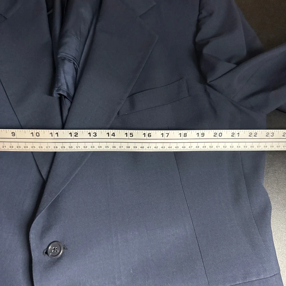 1960s Hart Schaffner Marx Men's Navy Blue Wool Blend Blazer Jacket 2 Button Coat